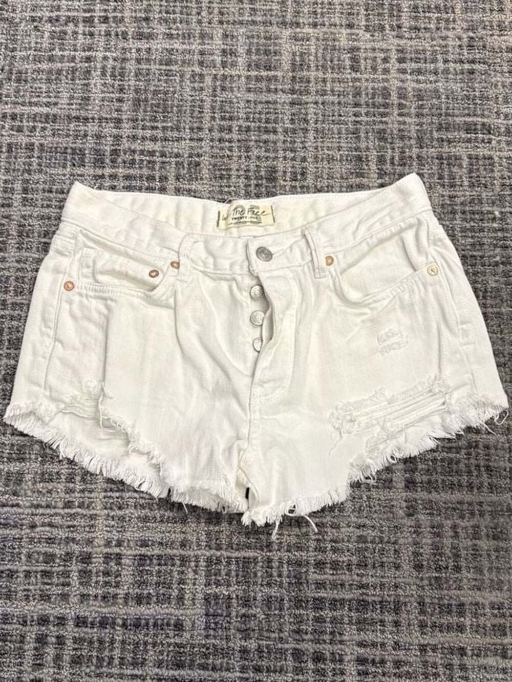 Free People We The Free Cut Off White Denim Shorts Size 25
